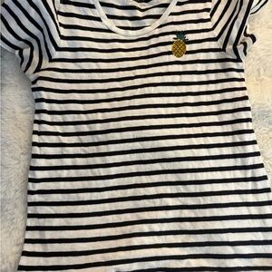 J. Crew Navy  and White Striped Tee with Pineapple Accent